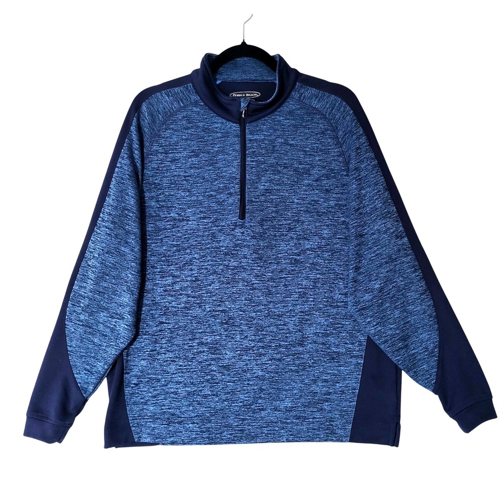 Pebble Beach 1/4 Zip Pullover Sweatshirt Golf Mens M Blue Warm Performance